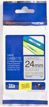 resm Brother TZM961 TZ-Tape 36Mm   Mat Gümüş Üzerine Siyah