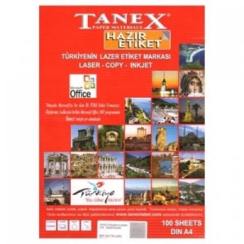 resm Tanex TW-2037 Düzkenar Etiket 70X37.125Mm 100Sf Beyaz