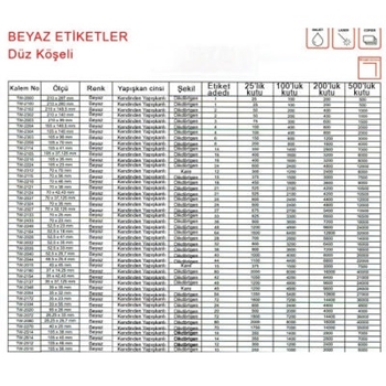 resm Tanex TW-2102 Düzkenar Etiket 210X148.5Mm 100Sf Beyaz