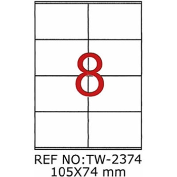 resm Tanex TW-2374 Düzkenar Etiket 105X74Mm 100Sf Beyaz