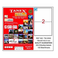 Resim Tanex TW-2002 Yuvarlak Kenar  Etiket 199,6X43,5 !00'Lü