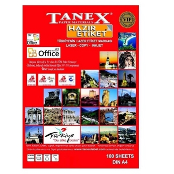 resm Tanex TW-2115 Düzkenar Etiket 70X56Mm 100Sf Beyaz