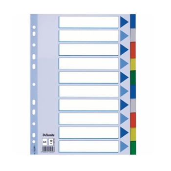 Picture of Esselte 15261 Plastic Dividers A4 10 Coloured