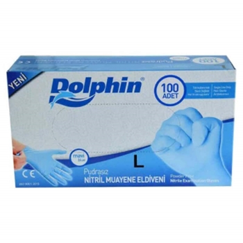 resm Dolphin Pudrasız Nitril Eldiven L Mavi