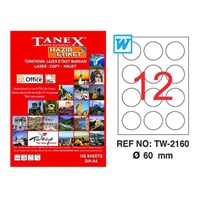 Resim Tanex TW-2160 Laser Etiket 60Mm Beyaz