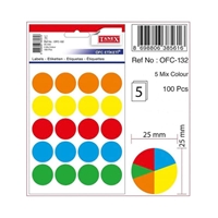 Resim Tanex OFC - 132 Mix Color Ofis Etiketi 5'li