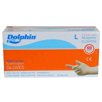 resm Dolphin Latex Pudrasız        Eldiven L Beyaz