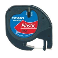 Picture of Dymo Letra Tag 721630 Plastic Tape 12Mmx4Mt Red (59424)
