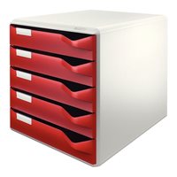 Resim Leitz 5280 Evrak Rafı 5 Çekmeceli Kırmızı