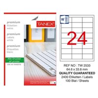 Picture of Tanex TW-2533 Düzkenar Etiket 64.6X33.8Mm 100Sf Beyaz