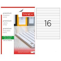 Resim Tanex TW-2163 Düzkenar Etiket 210X16,38Mm 100Sf Beyaz