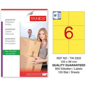 resm Tanex TW-2303 Lazer Etiket 105X99Mm Sarı