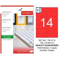 Resim Tanex TW-2712 Düz Kenar       Etiket 105X42.69 MM Fosforlu