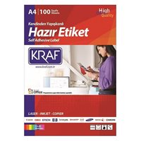 Resim Kraf KF-2024 Yuvarlak Kenar   Etiket 64X34Mm 100Sf Beyaz