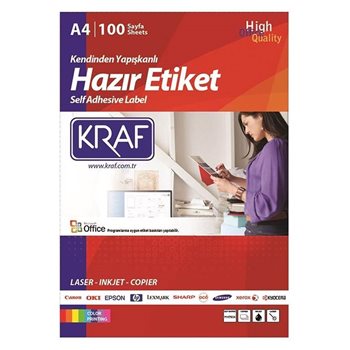 resm Kraf KF-2164 Düzkenar Etiket  52.5X18Mm 100Sf Beyaz