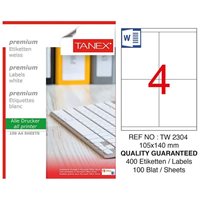 Resim Tanex TW-2304 Düzkenar Etiket 105X140Mm Beyaz