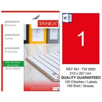 Resim Tanex TW-2000 Lazer Etiket 210X297Mm Kırmızı