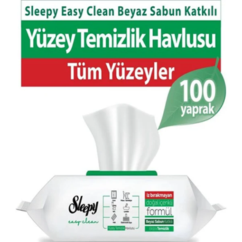 resm Sleepy Easy Clean Yüzey       Temizlik Havlusu 100 lü Beyaz